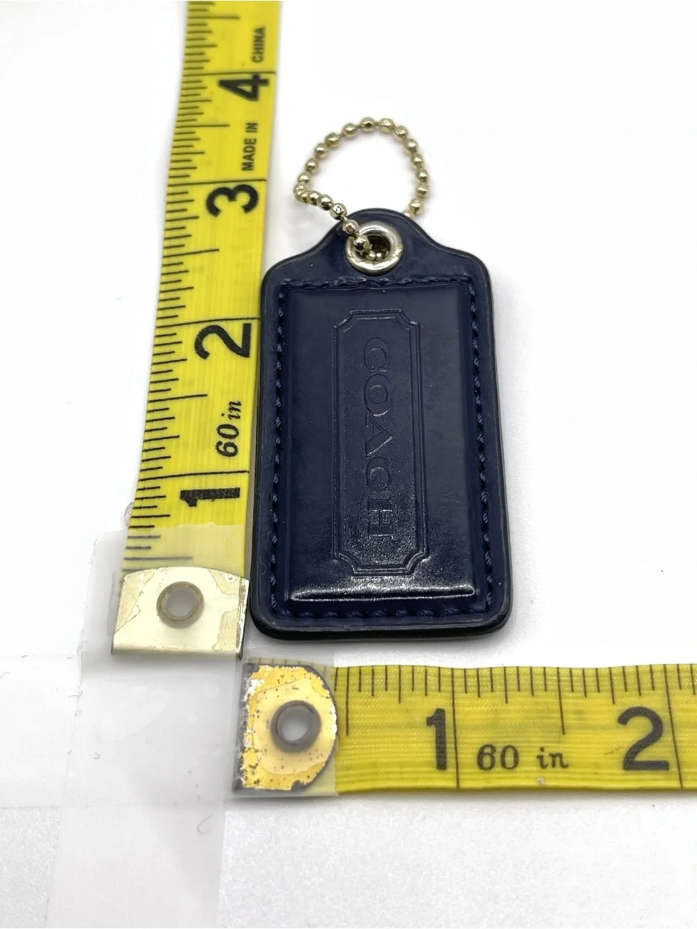 Coach Glossy Black Patent Leather Logo Hang Tag Keychain
